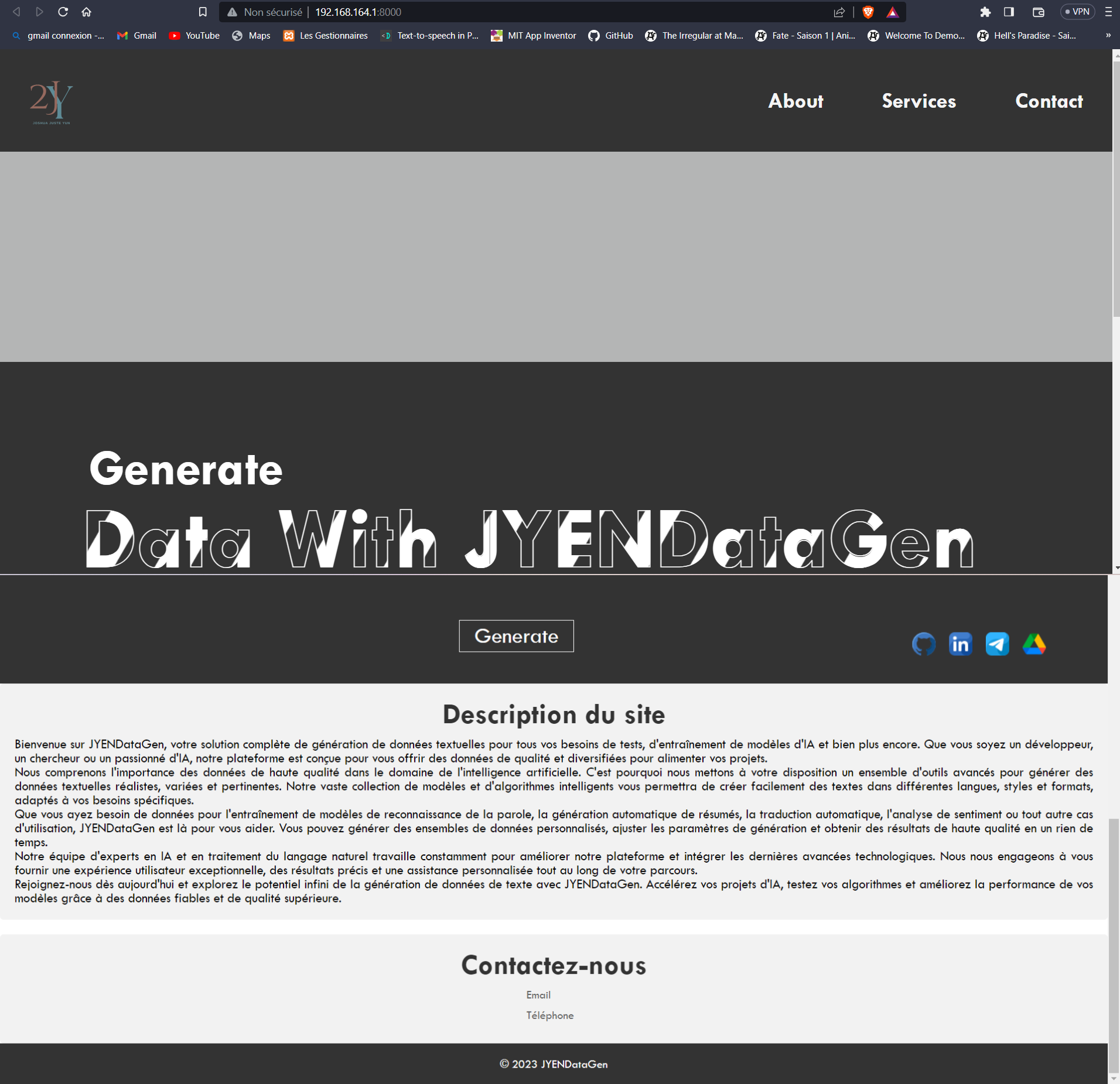 Web Data Generator Interface